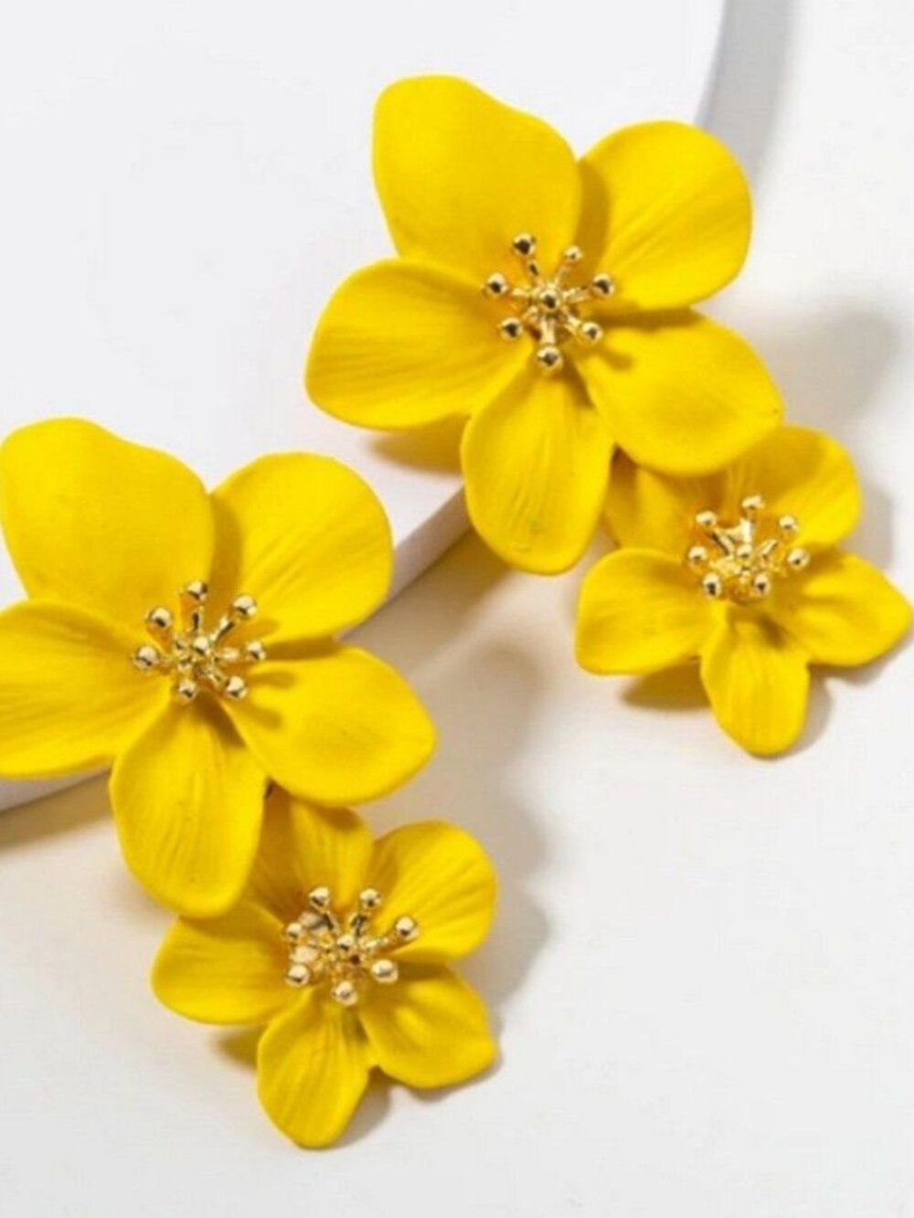 Thalia Blooms Florets Vivid Yellow Tiered Flower Earrings Gift Packaged